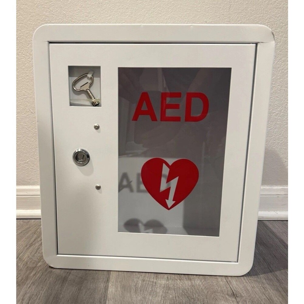 Durable Steel AED Cabinet with Secure Lock and Visual Identification Window